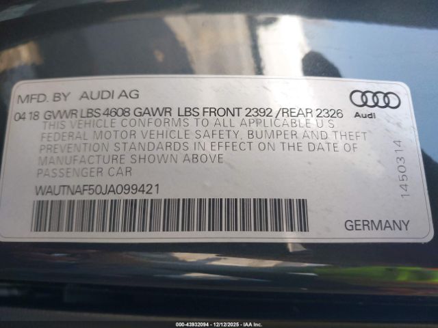 2018 AUDI A5 WAUTNAF50JA099421 Photo 8