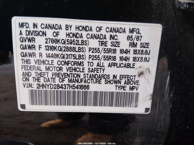 2007 ACURA MDX 2HNYD28437H541666 Photo 8