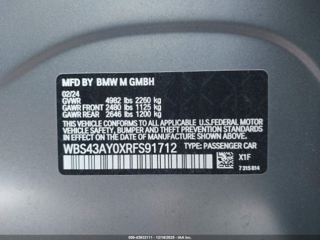 2024 BMW M3 WBS43AY0XRFS91712 Photo 8