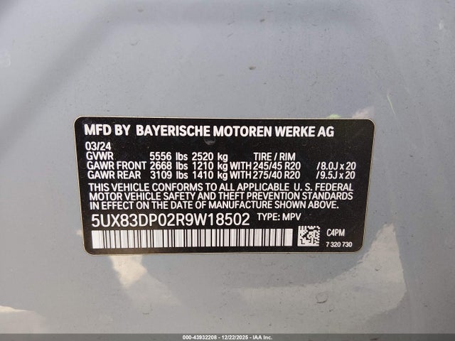 BMW X3 M40i 2024 5UX83DP02R9W18502 Image 9