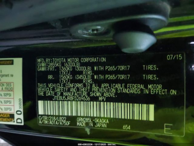 2015 TOYOTA 4RUNNER JTEBU5JR8F5269636 Photo 8