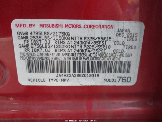 2016 MITSUBISHI OUTLANDER JA4AZ3A38GZ019318 Photo 8