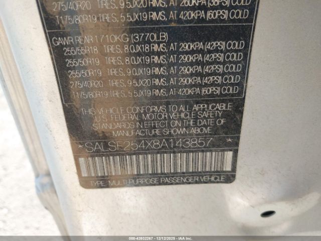 2008 LAND ROVER RANGE ROVER SPORT SALSF254X8A143857 Photo 8