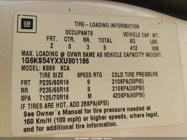 1999 CADILLAC SEVILLE 1G6KS54YXXU901186 Photo 8