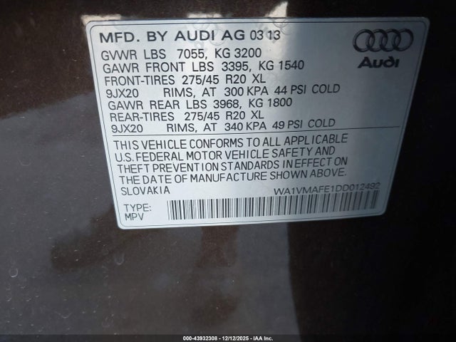 2013 AUDI Q7 WA1VMAFE1DD012492 Photo 8