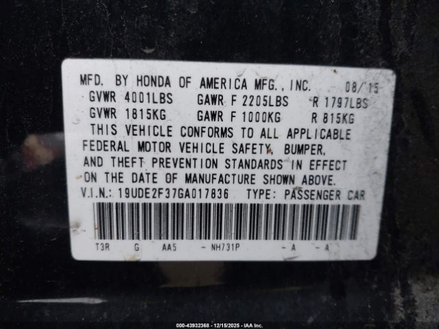 2016 ACURA ILX 19UDE2F37GA017836 Photo 8