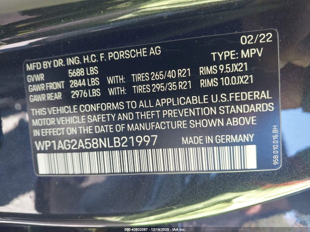 2022 PORSCHE MACAN WP1AG2A58NLB21997 Photo 8