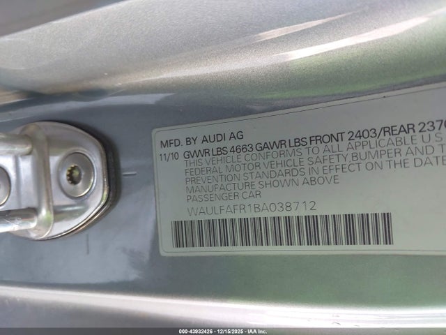 Aukcja sprzedaży 2011 Audi A5 2.0t Premium, vin: WAULFAFR1BA038712, numer aukcji: 43932426