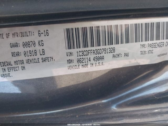 2016 DODGE DART 1C3CDFFA3GD791328 Photo 8