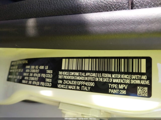 2023 Jeep Renegade Latitude 4x4 მანქანა იყიდება აუქციონზე, vin: ZACNJDB10PPP45090, აუქციონის ნომერი: 43932442