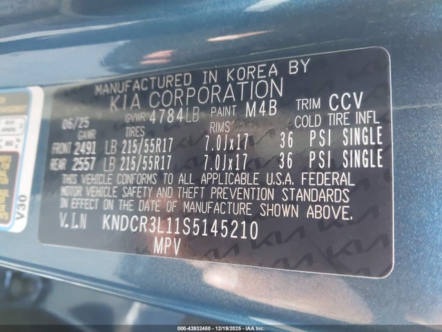 KNDCR3L11S5145210 KIA Niro Ev Wind