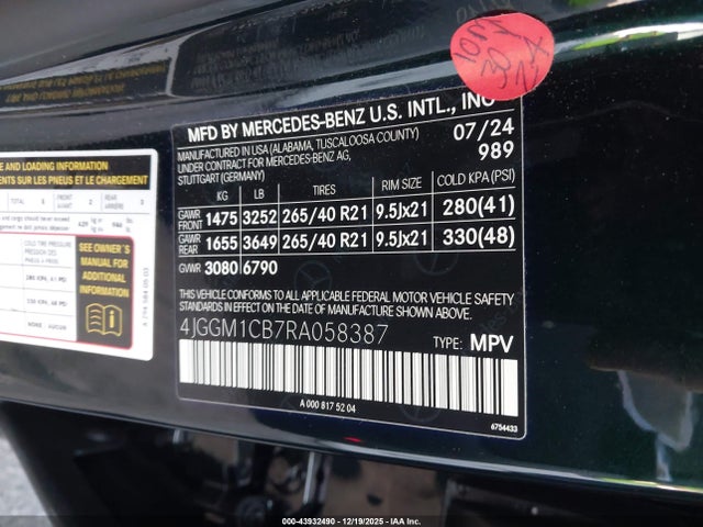 4JGGM1CB7RA058387 Mercedes-Benz Eqe 350 Suv 4matic