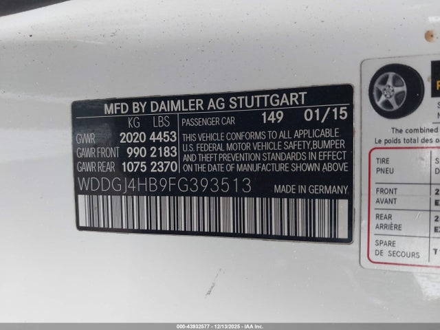 WDDGJ4HB9FG393513 Mercedes-Benz C 250