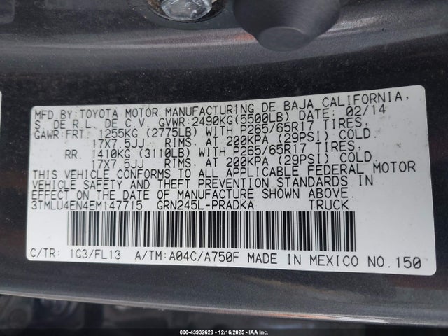 Toyota Tacoma Base V6 2014 3TMLU4EN4EM147715 Image 9