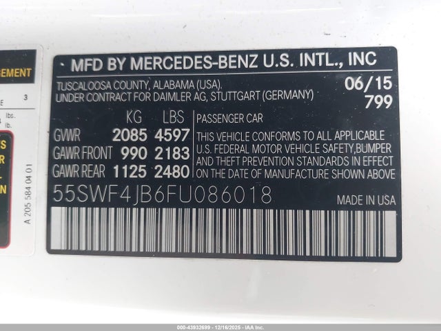 Mercedes-Benz C 300 2015 55SWF4JB6FU086018 Image 9