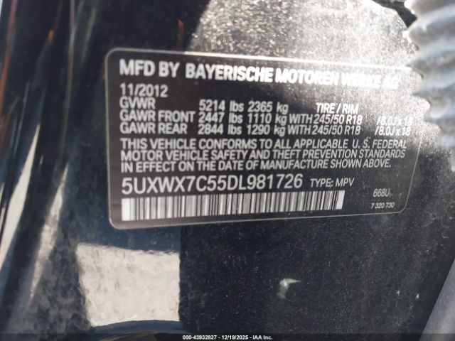 2013 BMW X3 5UXWX7C55DL981726 Photo 8