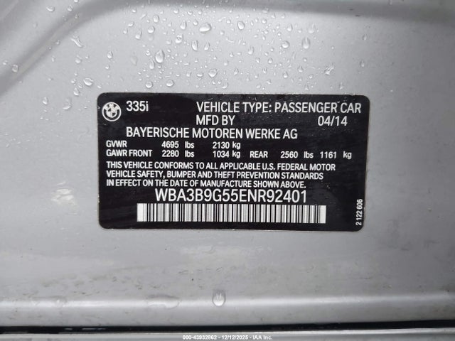 WBA3B9G55ENR92401 BMW 335i Xdrive