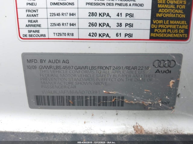 2010 AUDI A3 WAUKJAFM6AA070391 Photo 8