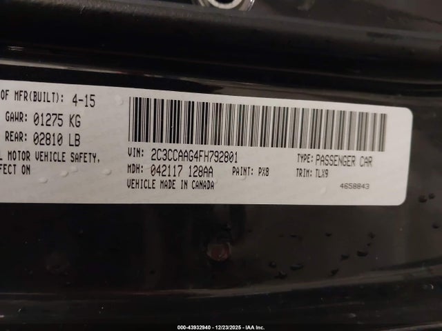 Aukcja sprzedaży 2015 Chrysler 300 Limited, vin: 2C3CCAAG4FH792801, numer aukcji: 43932940