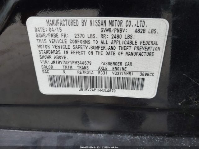 2015 INFINITI Q50 JN1BV7AP1FM344679 Photo 8