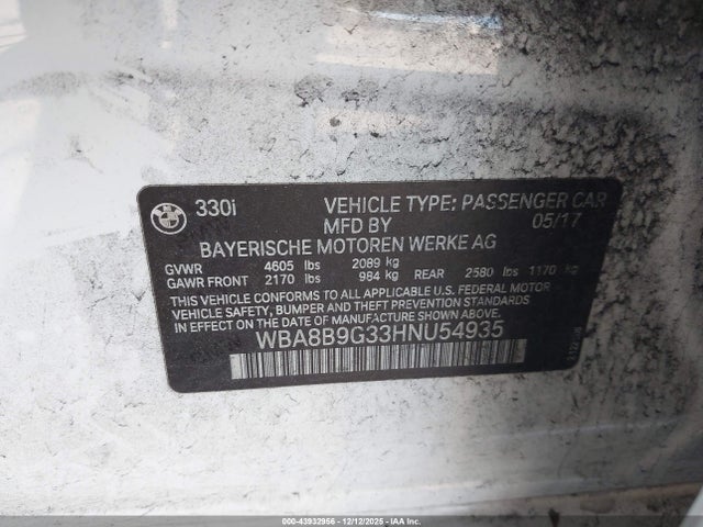 WBA8B9G33HNU54935 BMW 330I