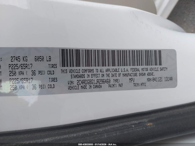 2C4RDGBG1JR296460 Dodge Grand Caravan Se