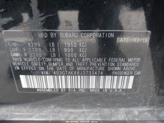 2018 SUBARU IMPREZA 4S3GTAK68J3733474 Photo 8