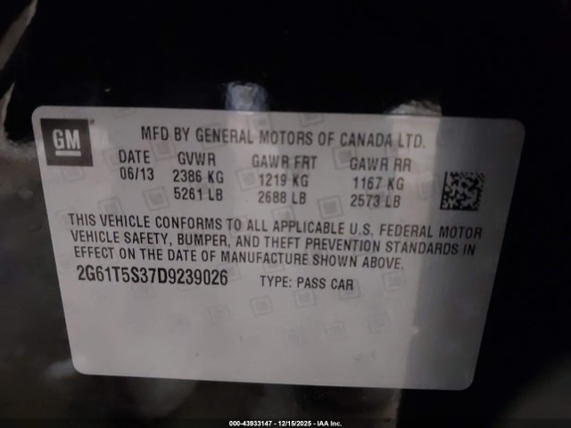 2013 CADILLAC XTS 2G61T5S37D9239026 Photo 8