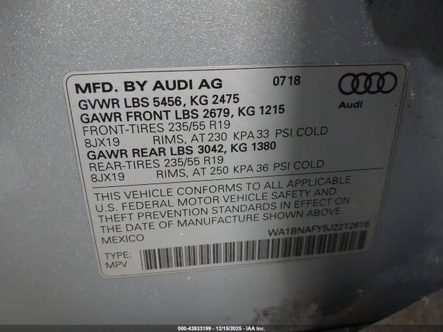 2018 AUDI Q5 WA1BNAFY5J2212616 Photo 8