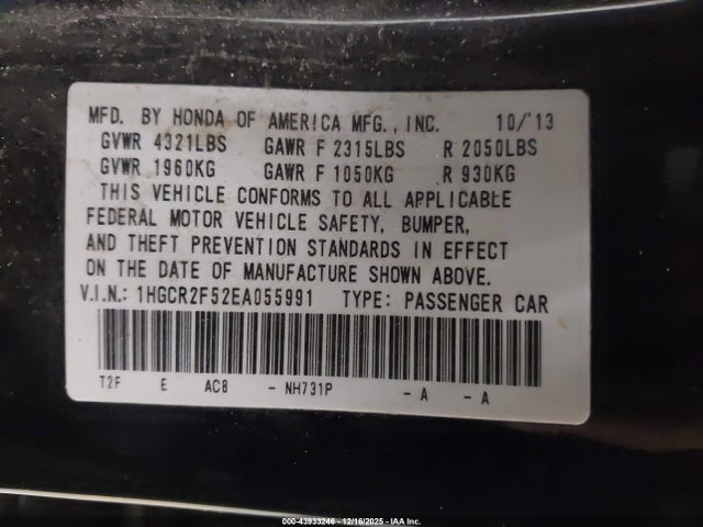 Honda Accord Sport 2014 1HGCR2F52EA055991 Image 9