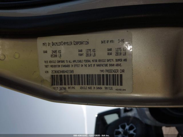 2006 CHRYSLER 300C 2C3KA63H06H421509 Photo 8