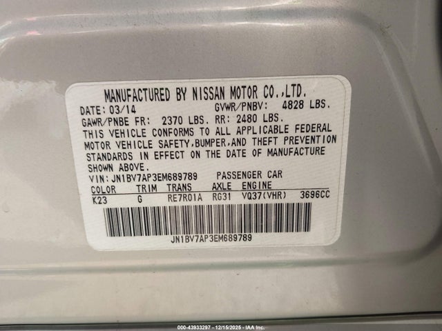 JN1BV7AP3EM689789 Infiniti Q50 SPORT