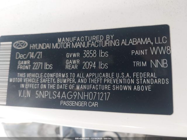 2022 HYUNDAI ELANTRA 5NPLS4AG9NH071217 Photo 8