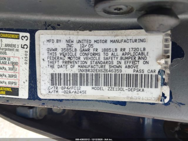 2006 TOYOTA COROLLA 1NXBR32EX6Z646359 Photo 8