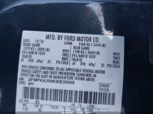 2019 FORD EDGE 2FMPK4J99KBB38968 Photo 8