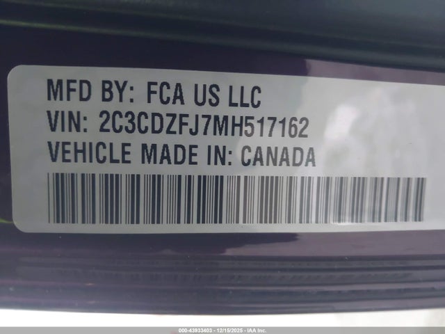 2C3CDZFJ7MH517162 Dodge Challenger R/t Scat Pack Widebody
