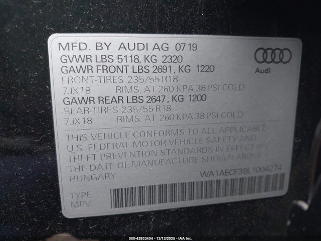 2020 AUDI Q3 WA1AECF39L1004274 Photo 8
