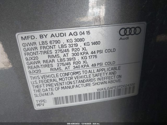 2015 AUDI Q7 WA1LGAFE2FD024300 Photo 8