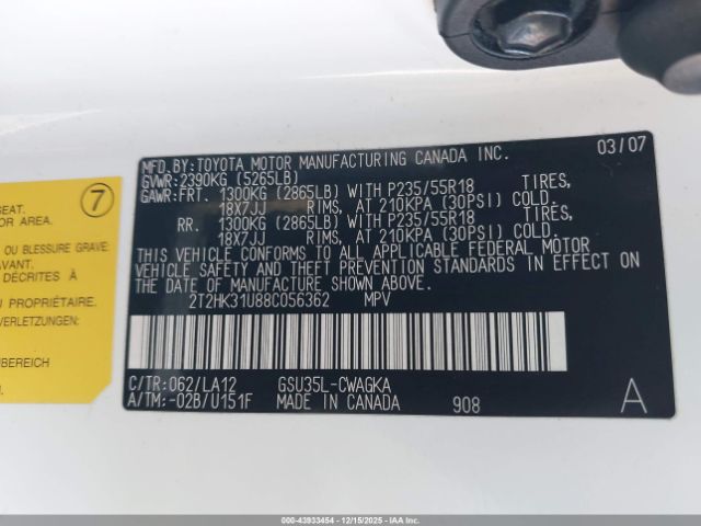 2008 LEXUS RX 350 2T2HK31U88C056362 Photo 8