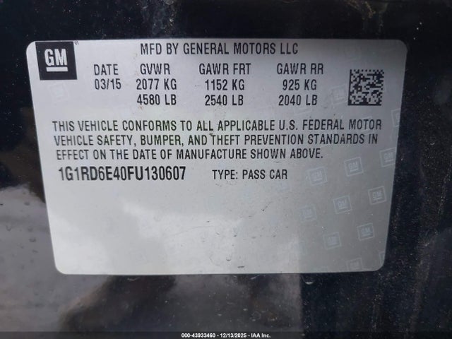 Chevrolet Volt 2015 1G1RD6E40FU130607 Image 9