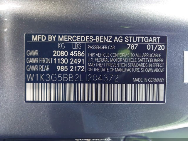 W1K3G5BB2LJ204372 Mercedes-Benz Amg A 35 4matic