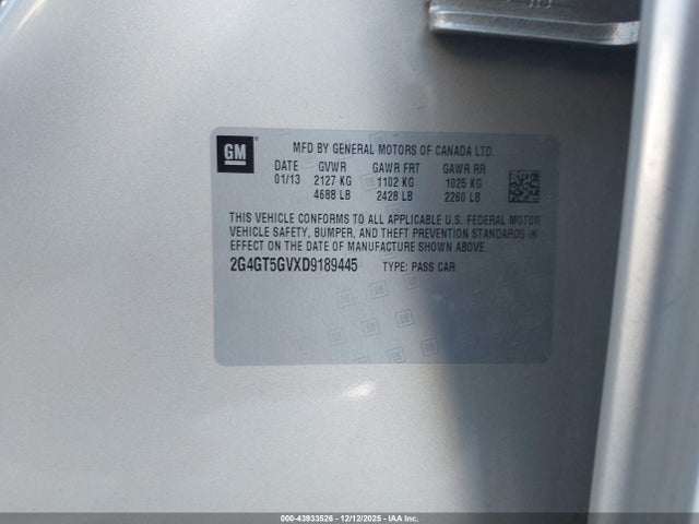 Продажа на аукционе авто 2013 Buick Regal Turbo - Premium 2, vin: 2G4GT5GVXD9189445, номер лота: 43933526