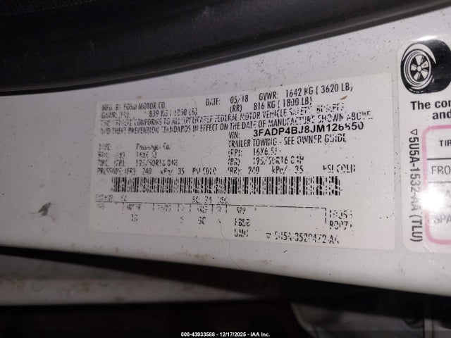 Ford FIESTA SE 2018 3FADP4BJ8JM126850 Image 9