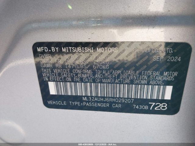 2024 MITSUBISHI MIRAGE ML32AUHJ6RH029207 Photo 8