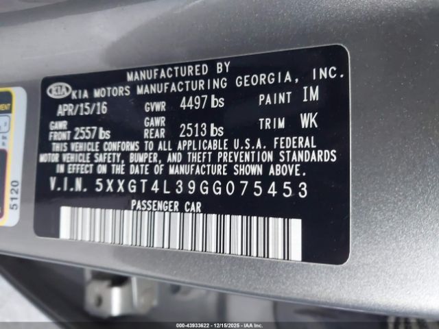 2016 KIA OPTIMA 5XXGT4L39GG075453 Photo 8