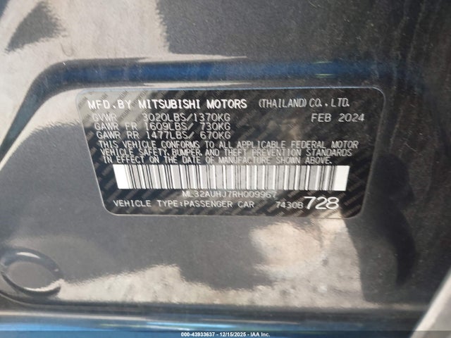 2024 MITSUBISHI MIRAGE ML32AUHJ7RH009967 Photo 8