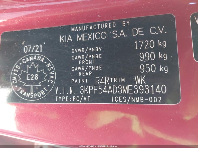 KIA mpi nu 2021 3KPF54AD3ME393140 Image 9