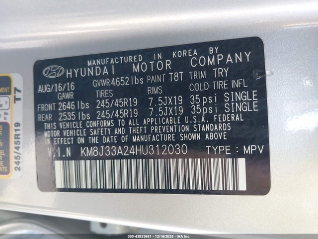 KM8J33A24HU312030 Hyundai Tucson Limited
