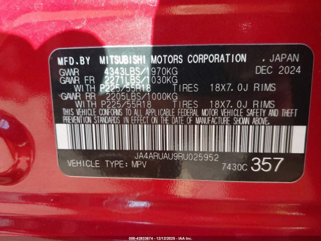 2024 MITSUBISHI OUTLANDER SPORT JA4ARUAU9RU025952 Photo 8