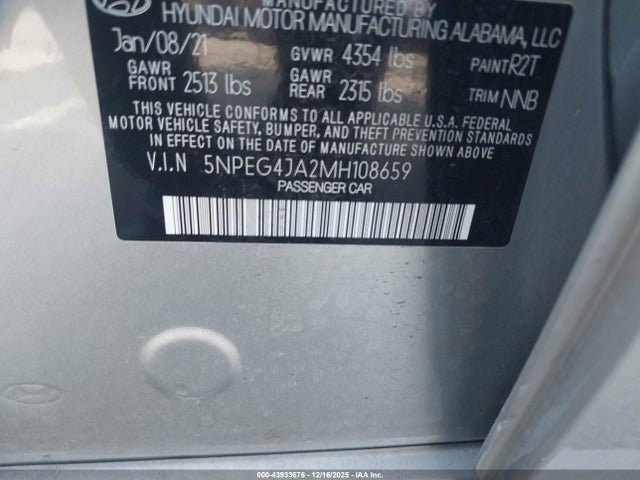 5NPEG4JA2MH108659 Hyundai SONATA SE